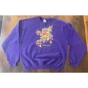 Vintage New Hampshire Autumn Leaves Crew Neck Sweatshirt Purple Sz M